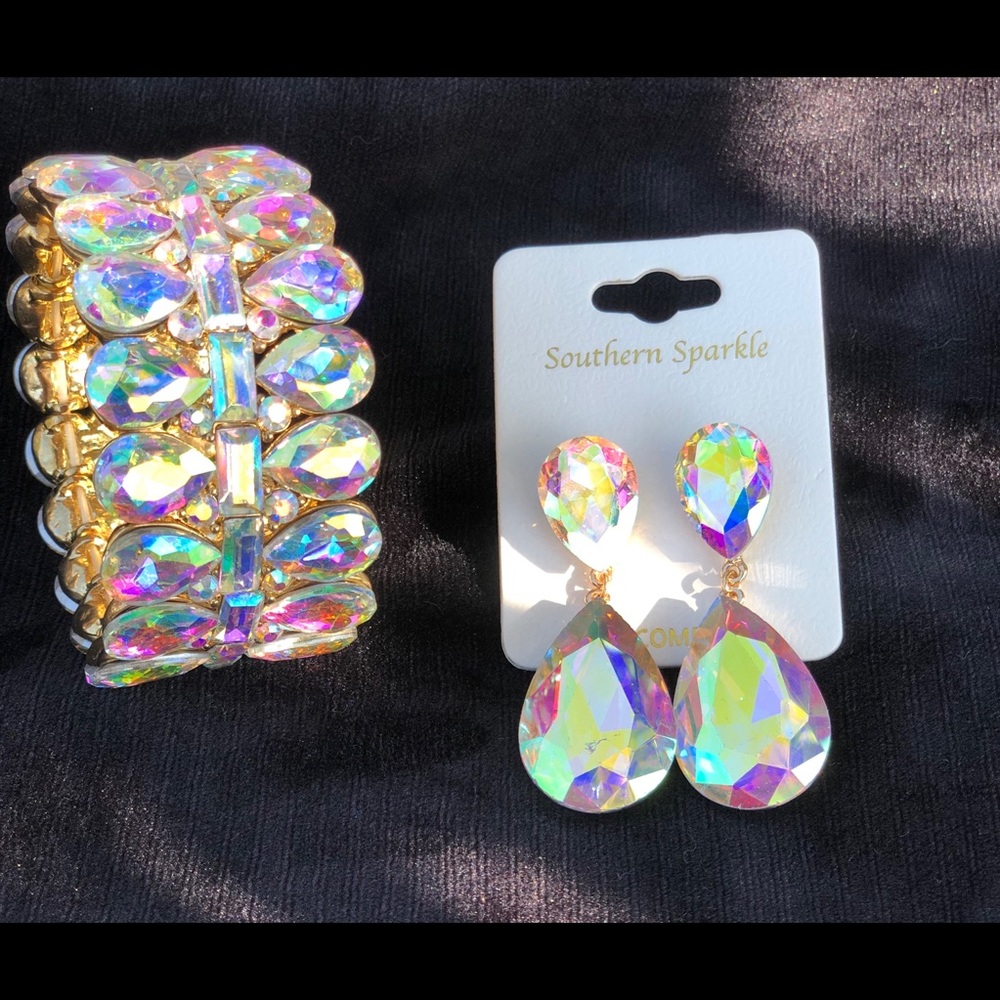 Matching bracelet and earring set.